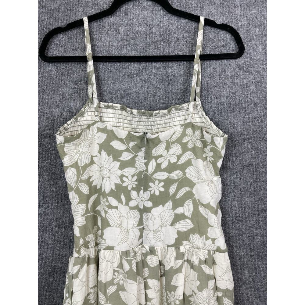 Derek Heart Midi Dress Green & White Floral Print Smocked Spaghetti Strap XL - Picture 8 of 12